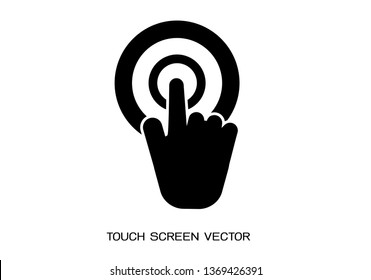 Touch screen finger icon. Finger to touch screen. Vector illustration EPS 10. Hand to touch of surface display.