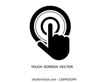 Touch screen finger icon. Finger to touch screen. Vector illustration EPS 10. Hand to touch of surface display.
