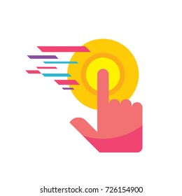 Touch screen finger - vector logo template concept illustration. Human hand on surface display. Modern mobile technology sign. Abstract symbol. Design element.