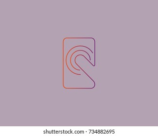 Touch Screen Finger Vector Logotype. Linear Smart Phone Tablet Pc Negative Space Logo Symbol.