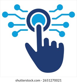 Touch Screen Flat Blue Icon Vector Illustration