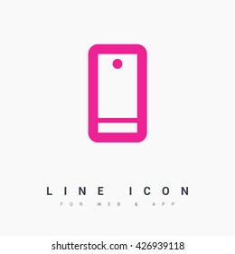 a touch screen gadget smart phone line vector icon for web and app mobile minimalistic flat design