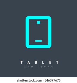 a touch screen gadget tablet computer line vector icon for web and app mobile minimalistic flat design