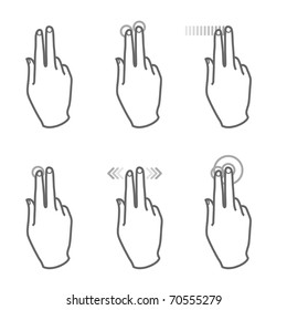 touch screen gesture, 3 (vector hand icons)