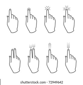 touch screen gesture, 6 (vector hand icons)