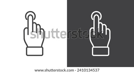 Touch screen gesture icon. Click icon, Simple hand touch gesture vector illustration on black and white background. Modern outline style icons.