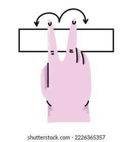 Touch screen gesture icon illustration. Hand click, finger multi touch, cursor pointer and more. App interface presentation design elements isolated on the background