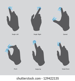 touch screen gesture, interface (vector hand icons) set