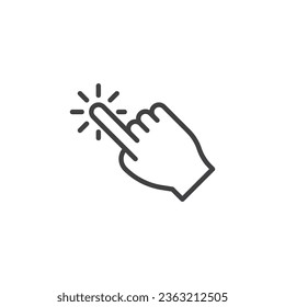 Touch screen gesture line icon. Finger click cursor linear style sign for mobile concept and web design. Tap gesture outline vector icon. Symbol, logo illustration. Vector graphics