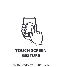 touch screen gesture line icon, outline sign, linear symbol, vector, flat illustration