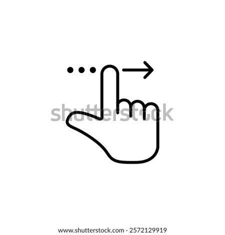 Touch screen gesture line icon. Move the left arrow. Swipe action symbol. Quality design elements. Linear style touch screen gesture icon. Editable stroke. Vector