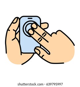 Touch screen gesture. Multi touch symbol for web site design and mobile apps. Simple linear vector pictogram on a white background.