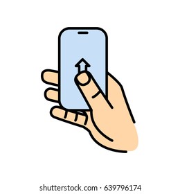 Touch screen gesture. Multi touch symbol for web site design and mobile apps. Simple linear vector pictogram on a white background.