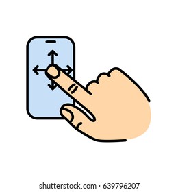 Touch screen gesture. Multi touch symbol for web site design and mobile apps. Simple linear vector pictogram on a white background.