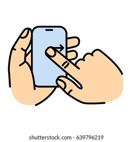 Touch Screen Gesture. Multi Touch Symbol For Web Site Design And Mobile Apps. Simple Linear Vector Pictogram On A White Background.