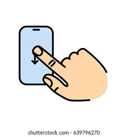 Touch screen gesture. Multi touch symbol for web site design and mobile apps. Simple linear vector pictogram on a white background.