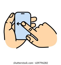 Touch screen gesture. Multi touch symbol for web site design and mobile apps. Simple linear vector pictogram on a white background.