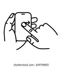 Touch screen gesture. Multi touch symbol for web site design and mobile apps. Simple linear vector pictogram on a white background.
