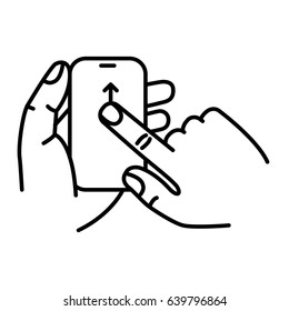 Touch screen gesture. Multi touch symbol for web site design and mobile apps. Simple linear vector pictogram on a white background.