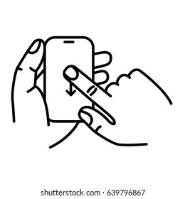 Touch screen gesture. Multi touch symbol for web site design and mobile apps. Simple linear vector pictogram on a white background.