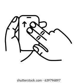 Touch screen gesture. Multi touch symbol for web site design and mobile apps. Simple linear vector pictogram on a white background.