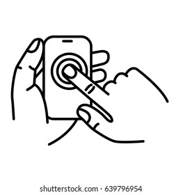 Touch screen gesture. Multi touch symbol for web site design and mobile apps. Simple linear vector pictogram on a white background.