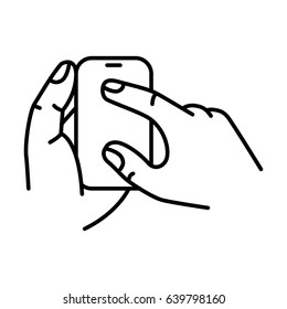 Touch screen gesture. Multi touch symbol for web site design and mobile apps. Simple linear vector pictogram on a white background.
