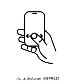 Touch screen gesture. Multi touch symbol for web site design and mobile apps. Simple linear vector pictogram on a white background.