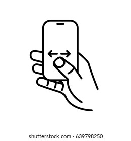 Touch Screen Gesture. Multi Touch Symbol For Web Site Design And Mobile Apps. Simple Linear Vector Pictogram On A White Background.