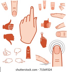 touch screen gesture, pointer, fingers and hands icon