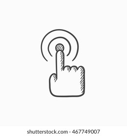 Touch screen gesture vector sketch icon isolated on background. Hand drawn Touch screen gesture icon. Touch screen gesture sketch icon for infographic, website or app.