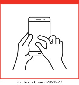 Touch screen gestures icon for smartphone. Simple outlined vector icon for a mobile app user interface or manual. Smartphone gesture icon in linear style