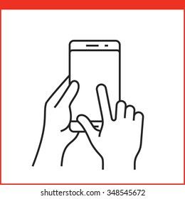 Touch screen gestures icon for smartphone. Simple outlined vector icon for a mobile app user interface or manual. Smartphone gesture icon in linear style