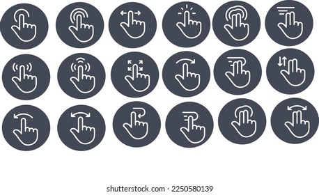 Touch Screen Gestures Line Icons vector design