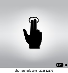 Touch screen hand gesture icon, single click with two fingers