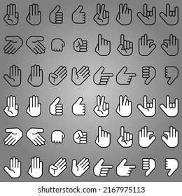 Touch screen hand gesture icons set for web and mobile app design isolated vector illustration.