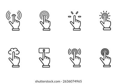 Touch Screen Hand Gesture Icons Tap Click Cursor Symbols