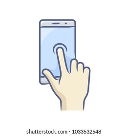 Gesto de la mano de la pantalla táctil. Pantalla de contacto con dedos. Icono vector para una interfaz de usuario de aplicación móvil o manual.