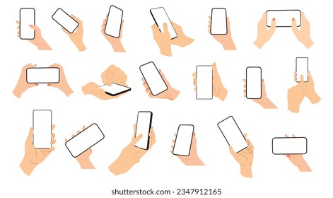 La mano de pantalla táctil muestra elementos de diseño de pellizque y punteo. Usuario masculino o femenino. Ilustración vectorial plana aislada en blanco.