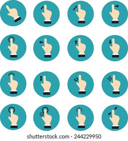 Touch screen hand gestures icons set