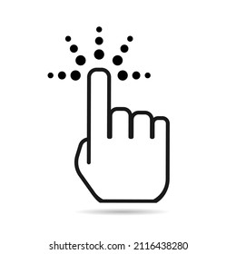 Touch screen with hand with shadow - finger, cursor flat technology push, icon concept vector illustration .