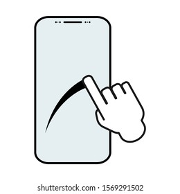 Touch screen icon for app, website. ui etc. Click finger isolated on white background