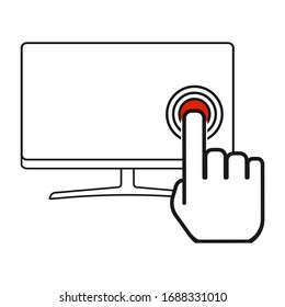 Touch screen icon for app, website. ui etc. Click finger isolated on white background
