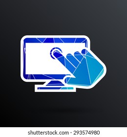 Touch screen icon display finger tap vector.