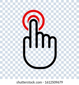 touch screen icon. with hand on white background. editable vector illustration