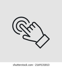 Touch screen icon. Hand with pointer finger and touch effect icon. For social media, web and app design. Vector illustration   