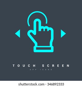 Touch screen icon. Isolated minimal single flat icon in black and white colors. One of a set of linear web icons. Line vector icon for websites and mobile minimalistic flat design.