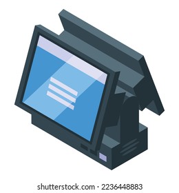 Touch screen icon isometric vector. Screen cash. Retail payment