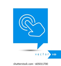 Touch screen icon on speech bubble isolated on white background