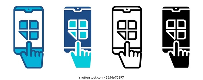 Ícone De Tela De Toque Definido Com Vários Estilos. Ilustração de vetor